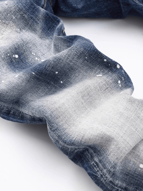Blue White Paint Jeans