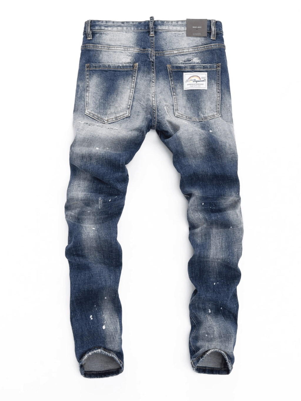 Blue Washed White Paint Jeans