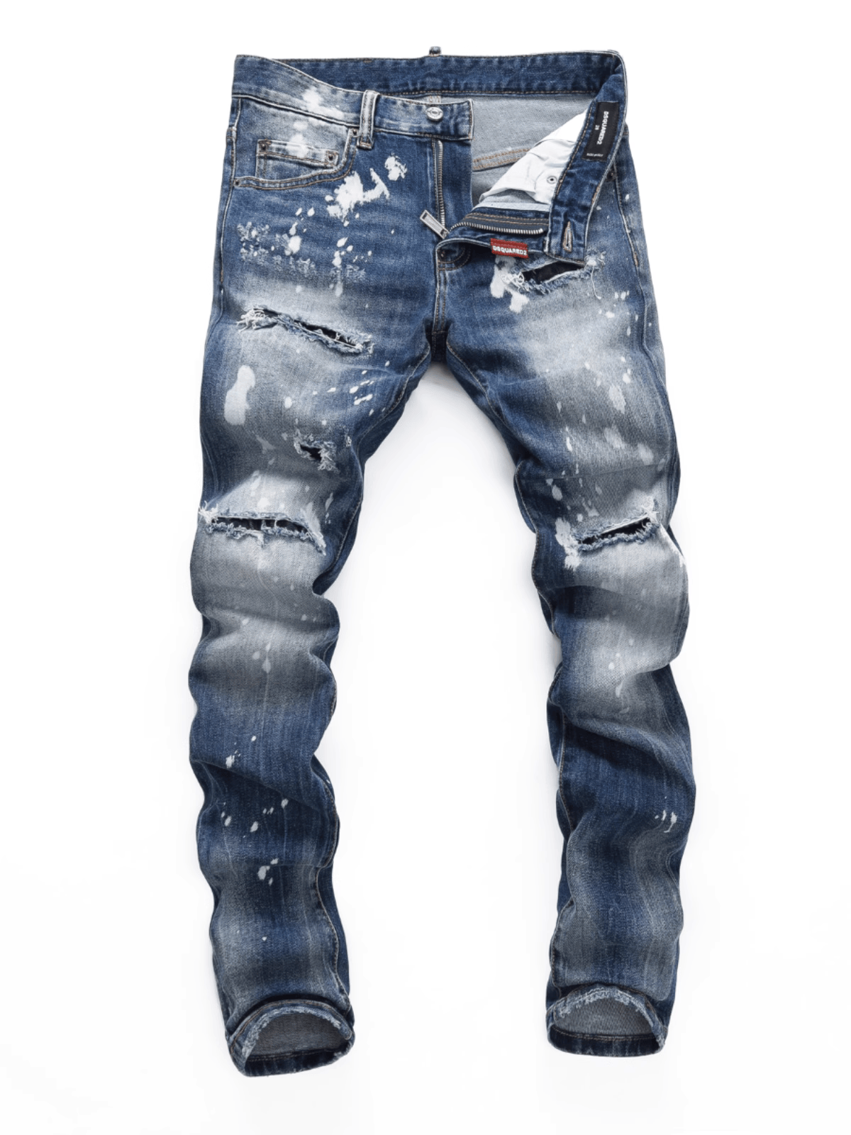 Blue Washed White Paint Jeans