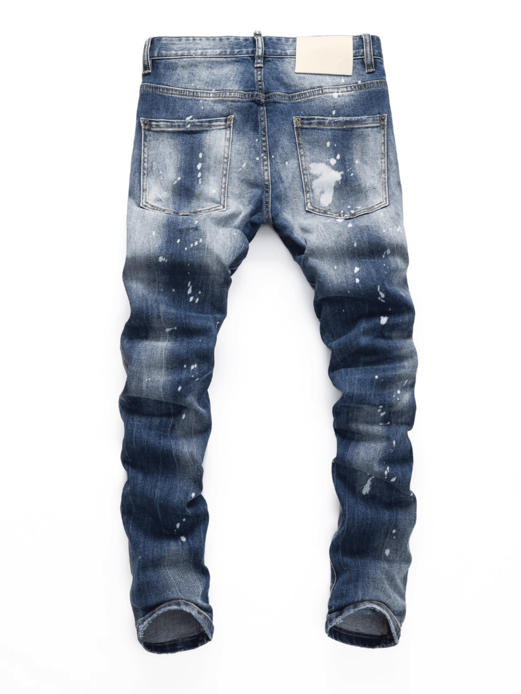 Blue Washed White Paint Jeans