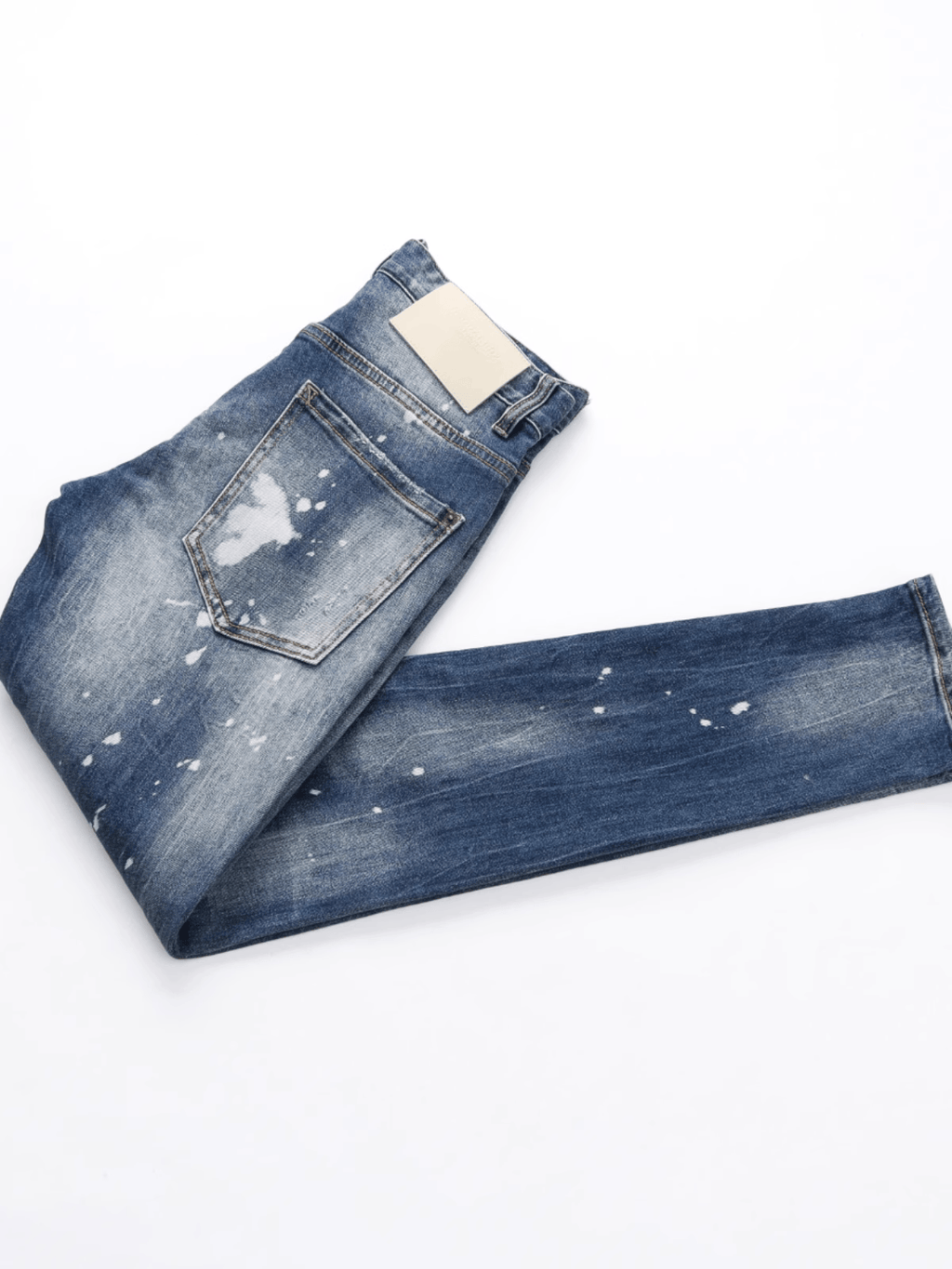 Blue Washed White Paint Jeans