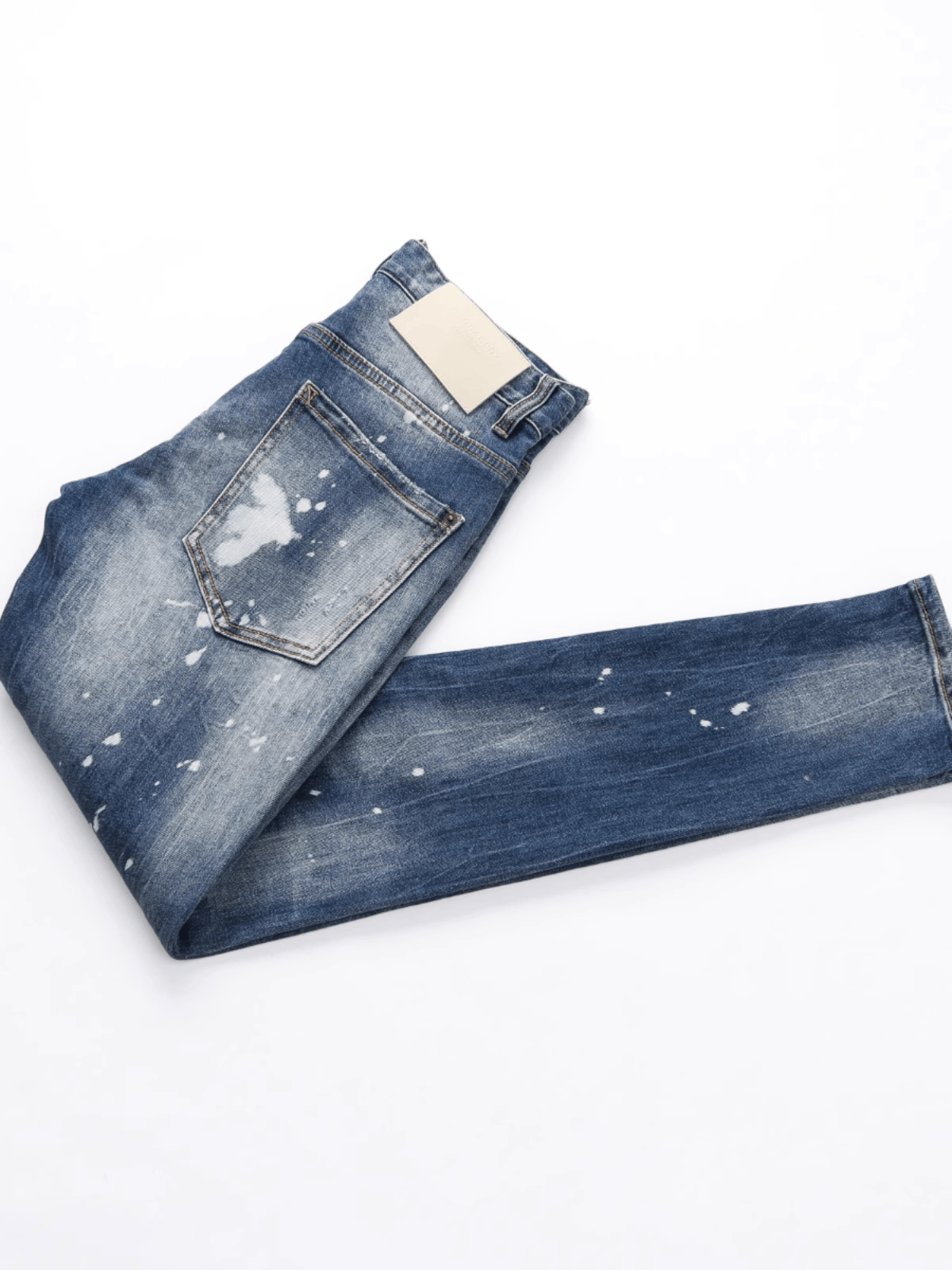 Blue Washed White Paint Jeans