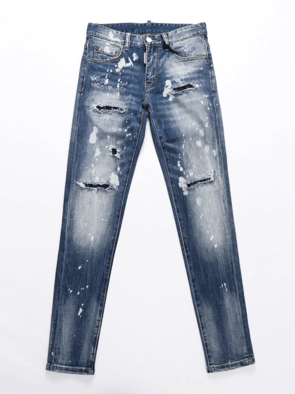 Blue Washed White Paint Jeans
