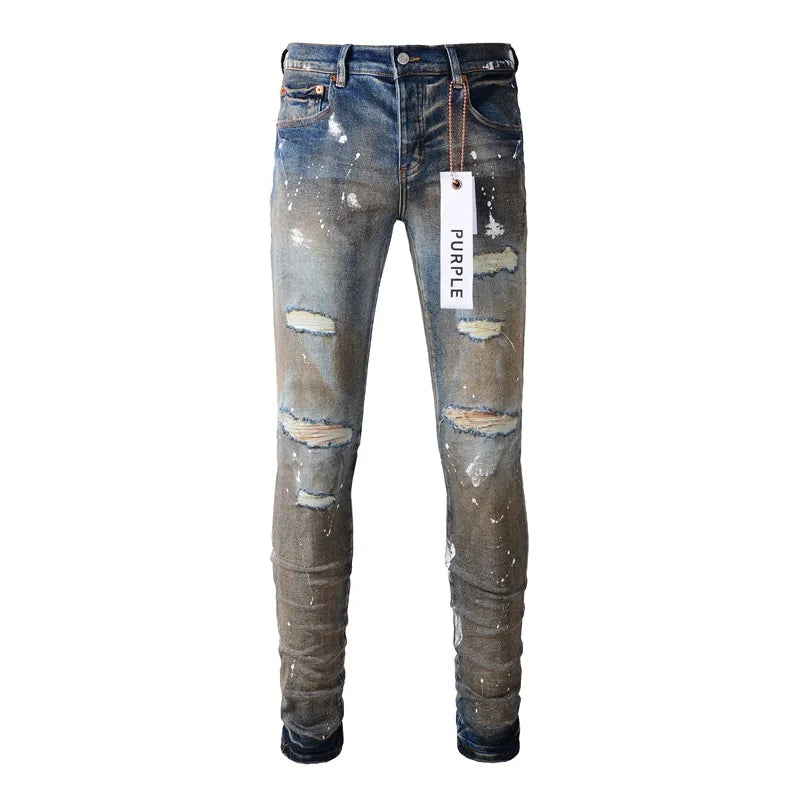 Distressed Paint Fashion Jeans