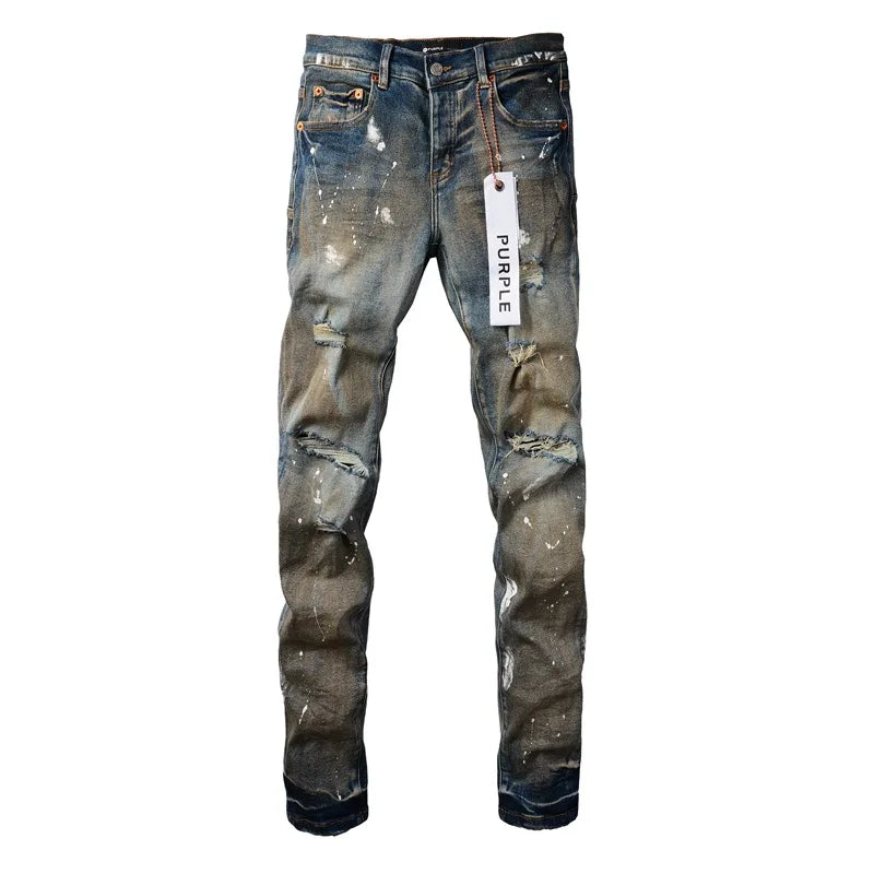 Distressed Paint Fashion Jeans