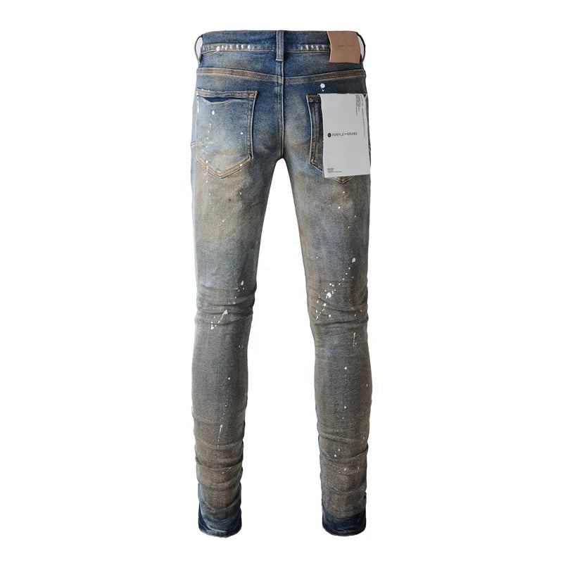 Distressed Paint Fashion Jeans