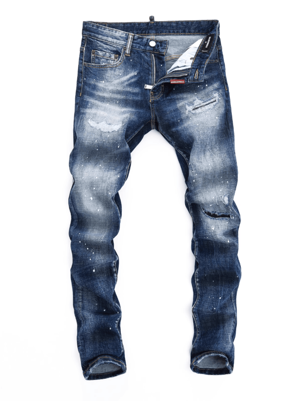 Blue Ripped Paint Jeans