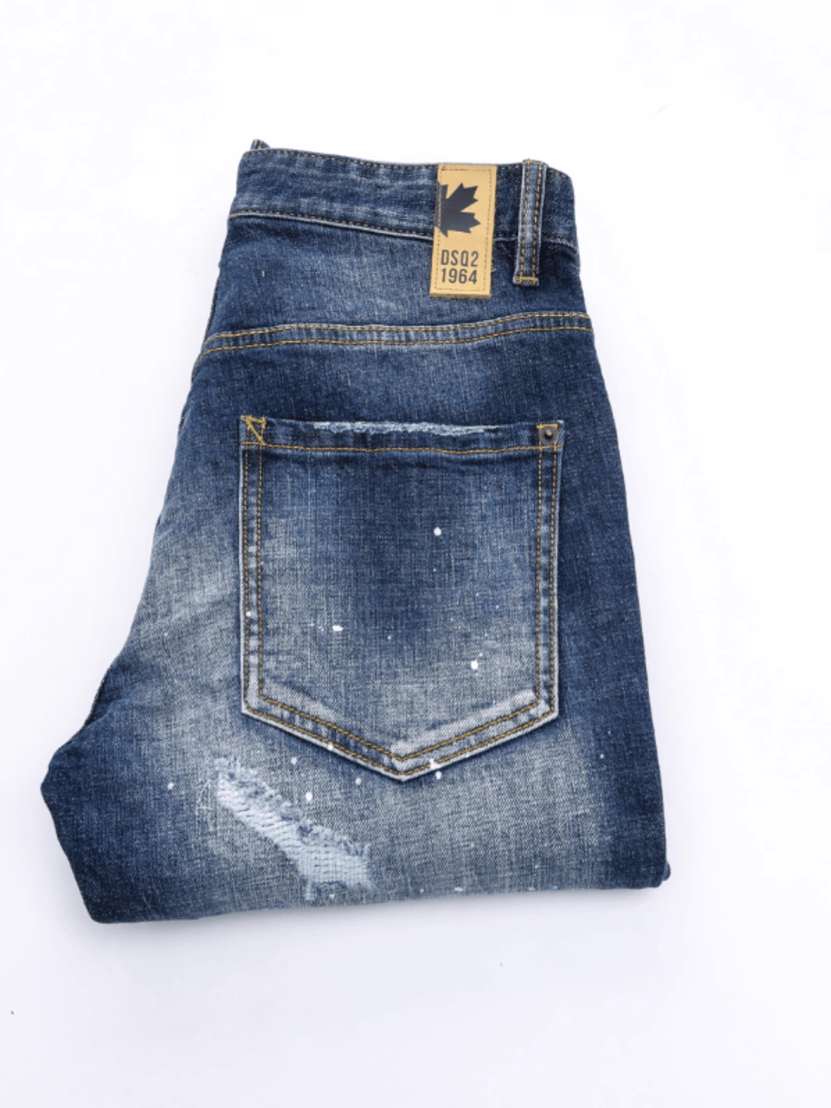 Blue Ripped Paint Jeans